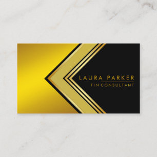 Carte De Visite Retro Black Gold Géométrique Finance moderne