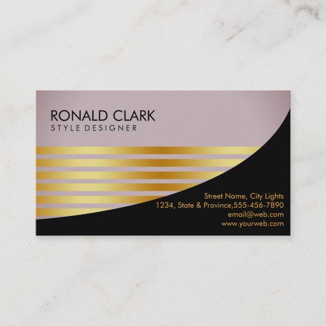 Carte De Visite Retro Black Gold Services financiers Construction (Devant)