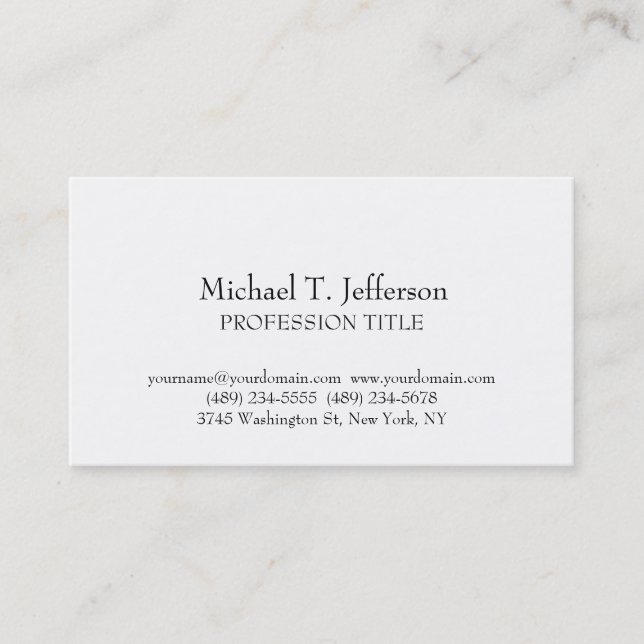 Carte De Visite Retro Classical Elegant Plain Blanc Simple (Devant)