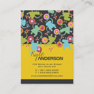 Carte De Visite Retro Colorful Fun Cute Boy Cartoon Aliens Motif