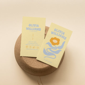 Carte De Visite Retro Colorful Soft Boho Groovy Floral Unique 70s