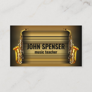 Carte de visite rétro enseignant de musique saxoph