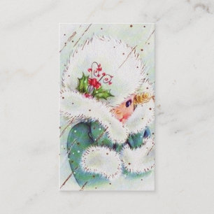 Carte De Visite Rétro fille vintage de Noël