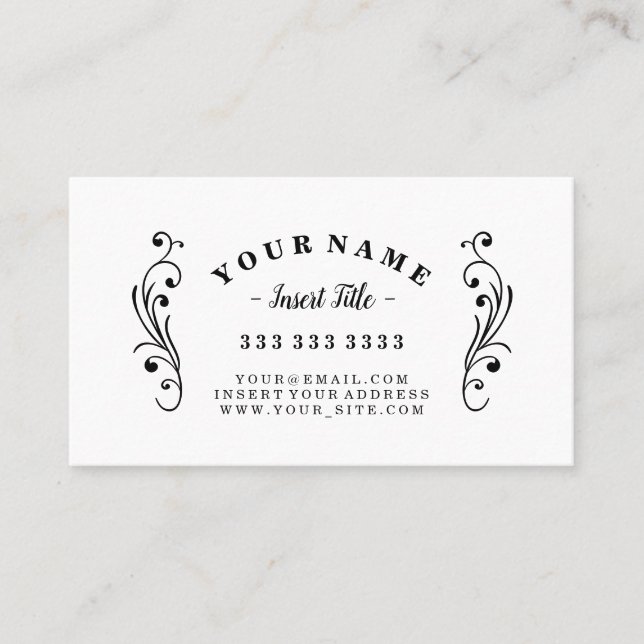 Carte De Visite Rétro fleuri professionnel incurvé des textes (Devant)