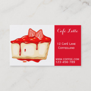 Carte De Visite Rétro gâteau au fromage mignon de fraise de