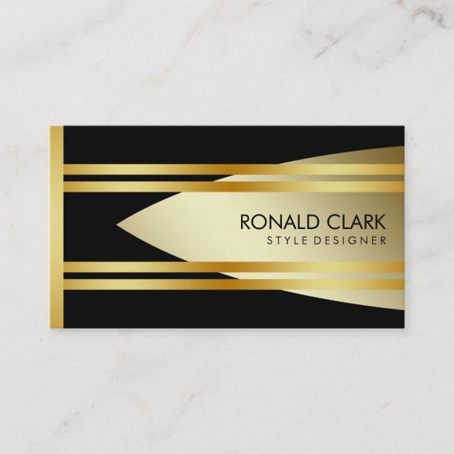 Carte De Visite Retro Gold Black Metal Financial Professional (Devant)