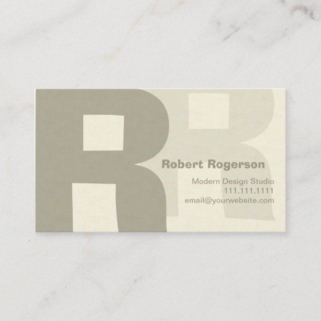 Carte De Visite Rétro grand R à deux lettres élégant (Devant)