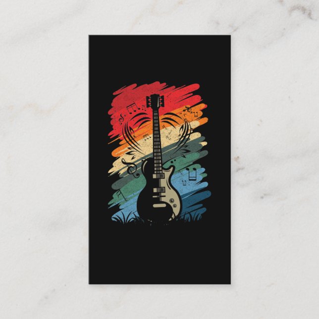 Carte De Visite Retro Guitare Notes musicales Musicien Guitariste (Devant)