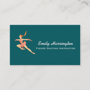 Carte De Visite Retro Image of A Figure Skater In A Pink Outfit
