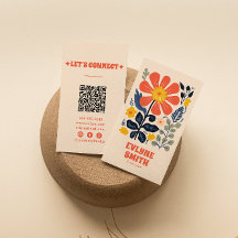 Retro Jaune Orange QR Code Super Floral tendance