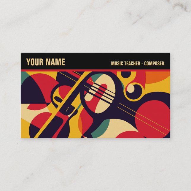 Carte De Visite Retro Jazz Abstrait Professionnel (Devant)