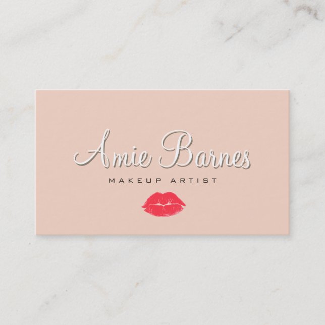Carte De Visite Retro Kisser Lips Maquillage Artiste Cosmetologie  (Devant)