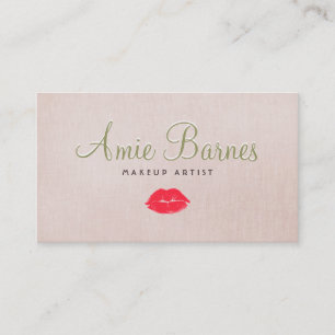 Carte De Visite Retro Kisser Lips Maquillage Artiste Linge Beige L