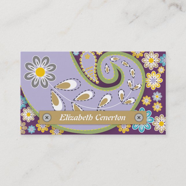 Carte De Visite Retro lavande violet paisible motif floral (Devant)