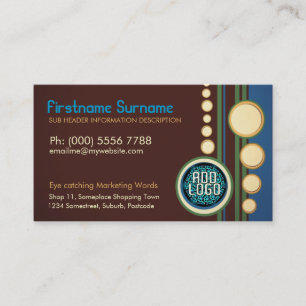 Carte De Visite Retro moderne avec Logo ou Photo Business par