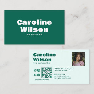 Carte De Visite Retro moderne Emerald Professional Photo Code QR