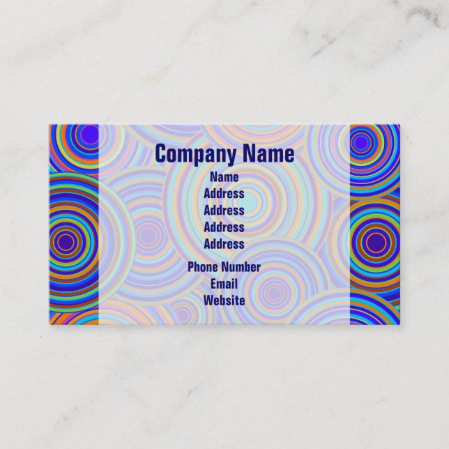 Carte De Visite Rétro motif bleu et orange de cercles (Devant)