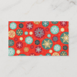 Carte De Visite Rétro motif de flocon de neige rouge élégant de