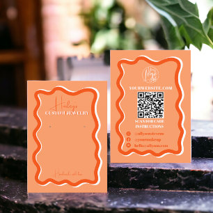 Carte De Visite Retro orangé courbe squiggle ondulé affichage bijo