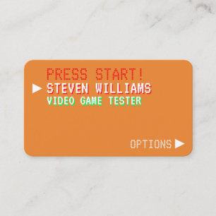 Carte De Visite Rétro orange illustrée de style par jeu vidéo