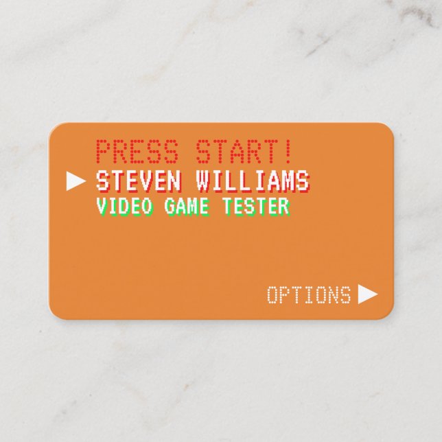 Carte De Visite Rétro orange illustrée de style par jeu vidéo (Devant)