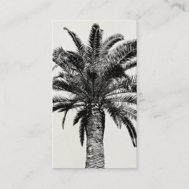 Carte De Visite Rétro palmier tropical d'île en noir et blanc (Devant)