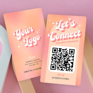 Carte De Visite Retro Peach Connectons les médias sociaux QR Code