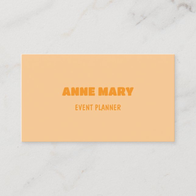 Carte De Visite  Retro Peach OrangeModern Chic Girly Professional (Devant)