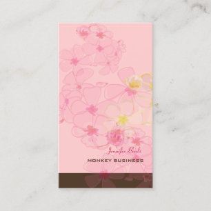 CARTE DE VISITE RETRO PINK PLUMERIAS/FOND DE COULEUR DIY