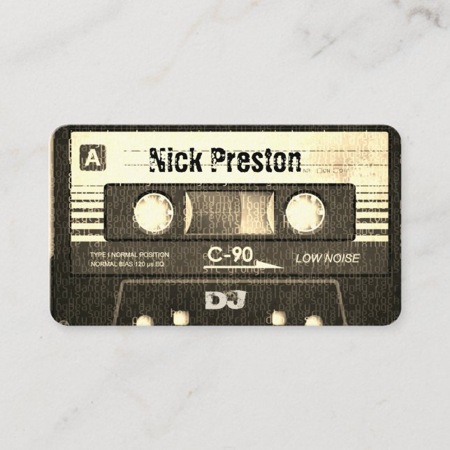 Carte De Visite Rétro professionnel de la cassette audio | DJ de (Devant)