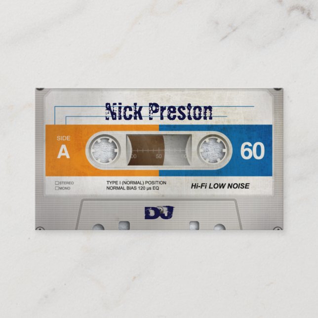 Carte De Visite Rétro professionnel frais de la cassette audio | (Devant)