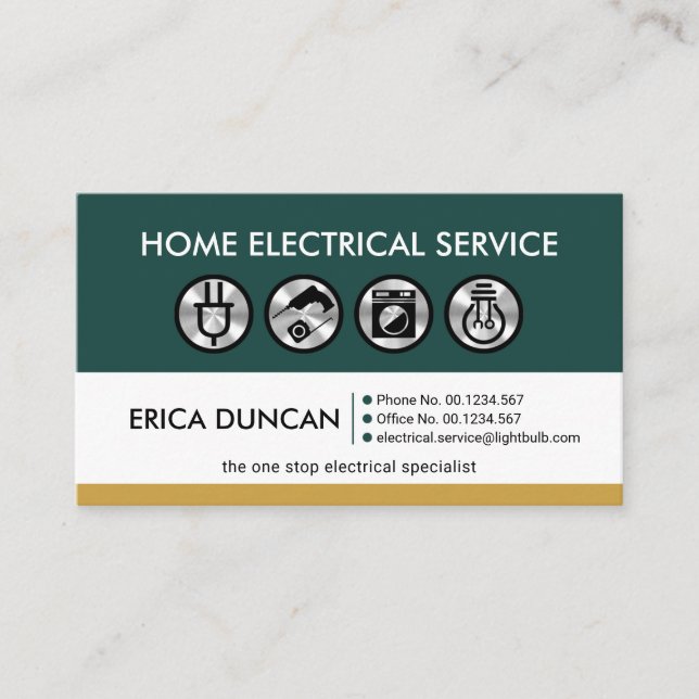 Carte De Visite Rétro Professionnel - Travaux électriques à domici (Devant)