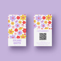 Retro Purple QR Code Super Floral Girl Boho
