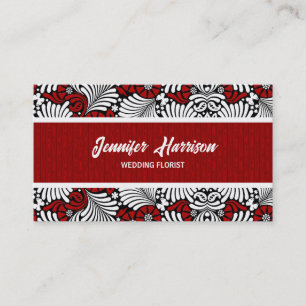 Carte De Visite Retro Red et White Fern Professional
