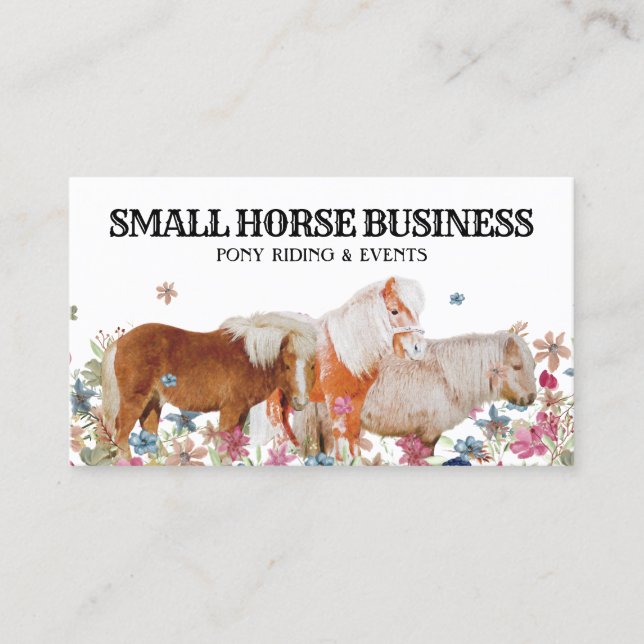 Carte De Visite Retro Ride Club Pony Floral Petits chevaux (Devant)