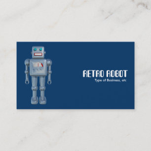 Carte De Visite Rétro robot - bleu (côtés alternatifs)