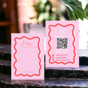 Carte De Visite Retro rose rouge courbe squiggle ondulé affichage 