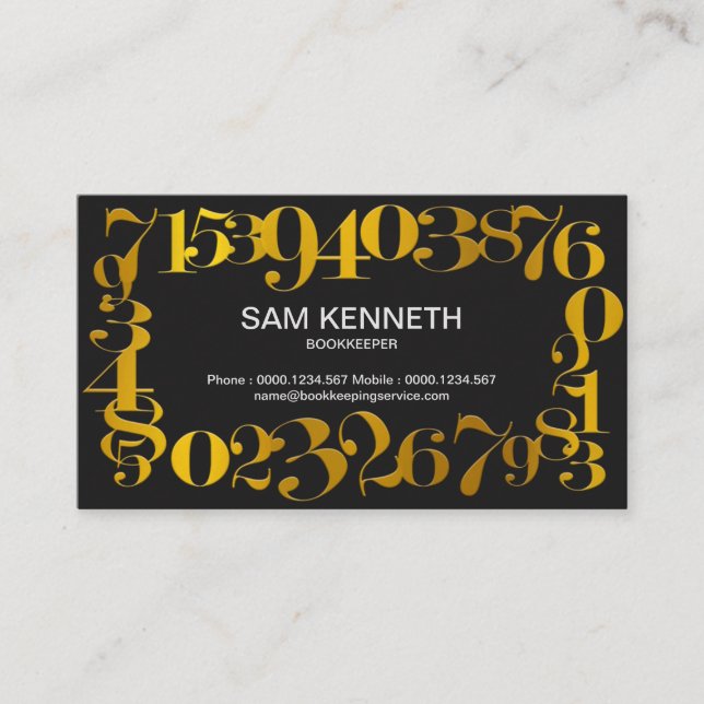 Carte De Visite Rétro service de comptabilité de cadre d'or de (Devant)