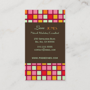 Carte de visite Retro Squares accent chocolat fonc