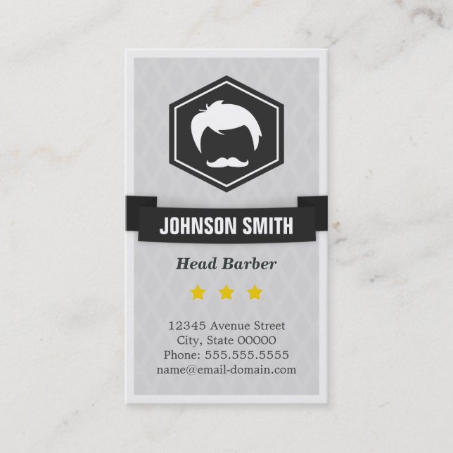 Carte De Visite Retro Stylish Hommes coupe-cheveux Barbier Logo (Devant)
