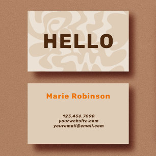 Carte De Visite Retro Super Beige neutre Brown Hello