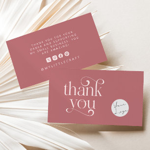 Carte De Visite Retro Swirl Merci Pour Le Shopping Petit Rose Dust