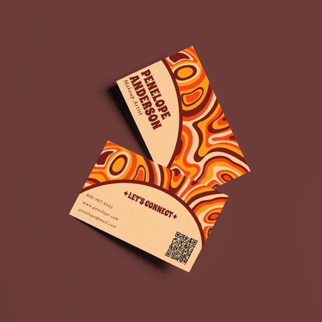 Carte De Visite Retro Terracotta Crème Orange QR Code Boho Super (Créateur téléchargé)