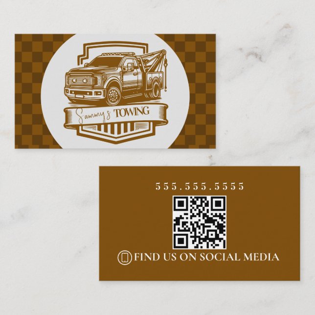 Carte De Visite Retro Towing Services Logo QR Code (Devant / Derrière)