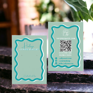 Carte De Visite Retro turquoise courbe squiggle ondulé affichage b
