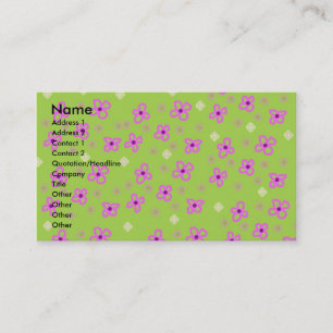 Carte De Visite Rétro vert et rose de chaux de papier peint
