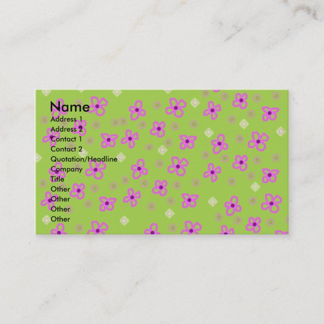 Carte De Visite Rétro vert et rose de chaux de papier peint (Devant)
