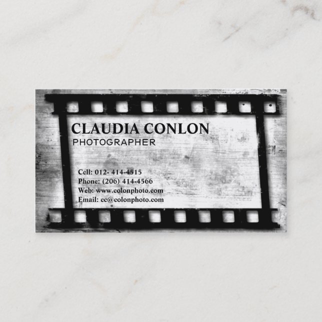 Carte De Visite Rétro vieux film frais grunge de cinéaste (Devant)