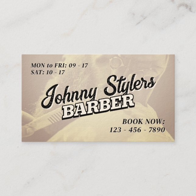 Carte De Visite Retro vintage style illustration barber (Devant)