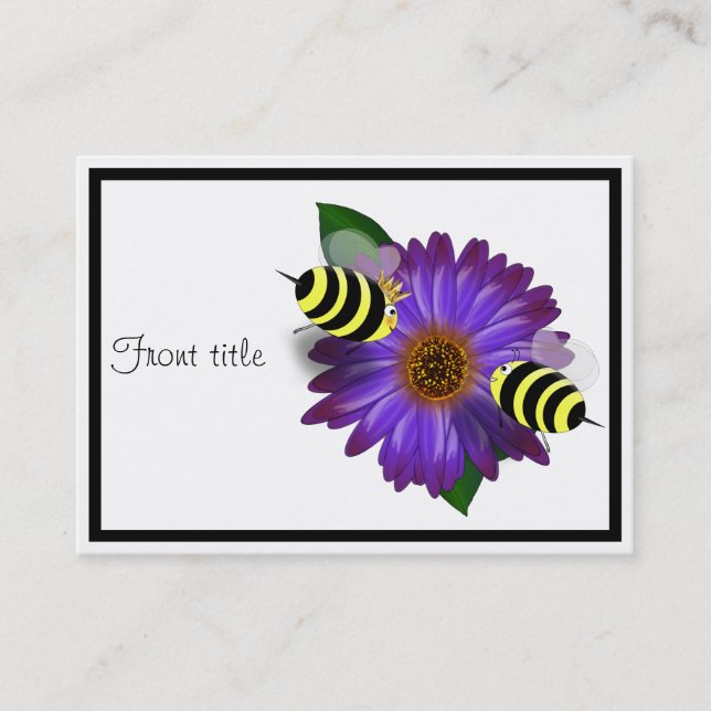 Carte De Visite Réunion des abeilles mignonnes sur la fleur violet (Devant)